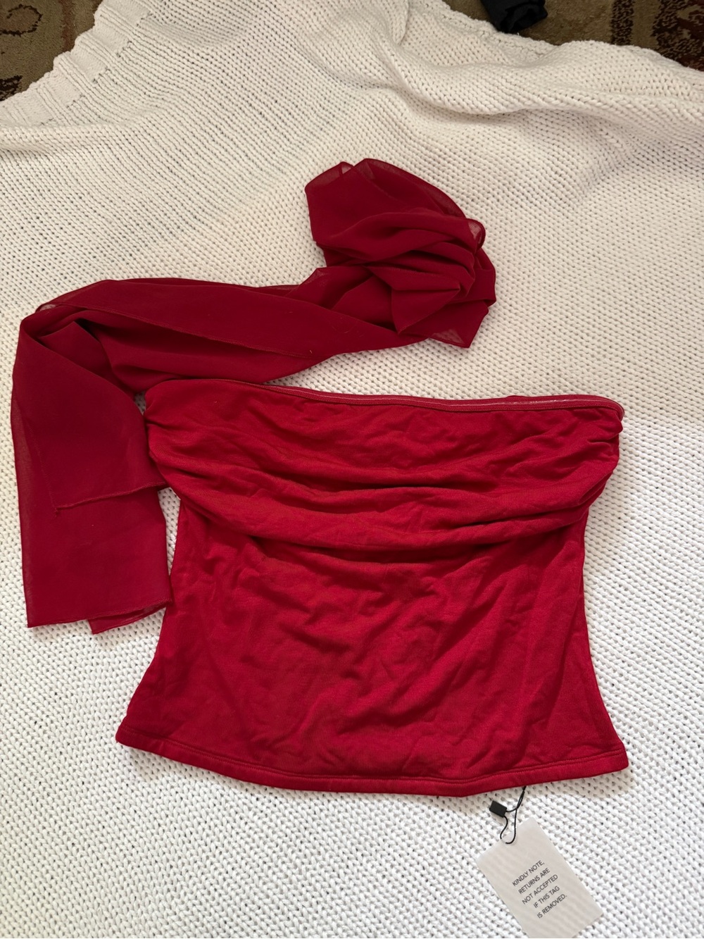 Revolve All The Ways Red Nataline Top Strapless with Matching Scarf